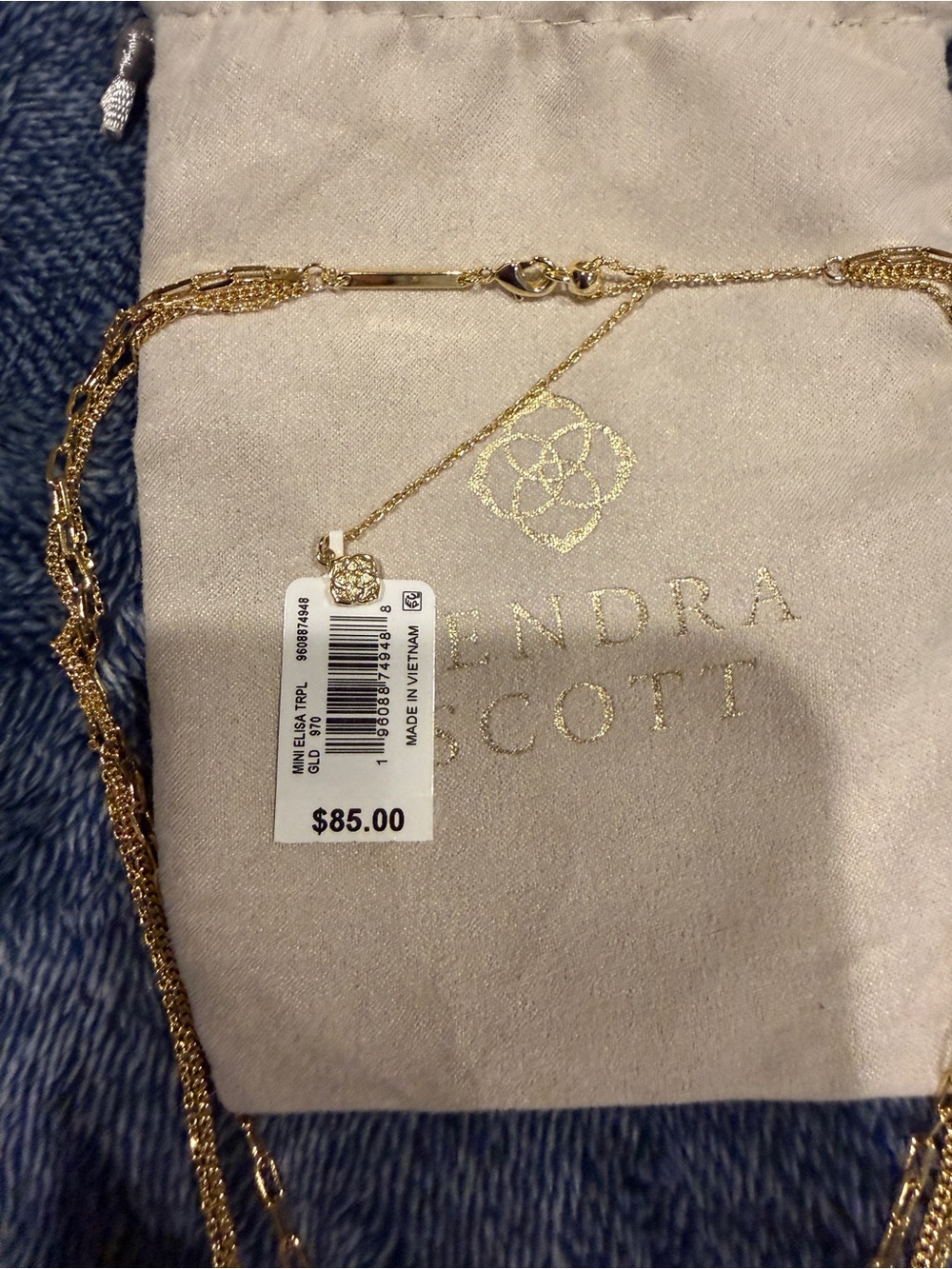 Kendra Scott Gold Mini Elisa Triple Strand NWT - Picture 4 of 4
